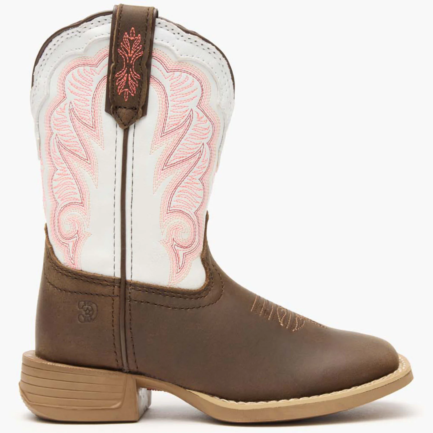 Durango® Lil' Rebel Pro™ Little Kid's Trail Brown and White Western Boot - Image 3