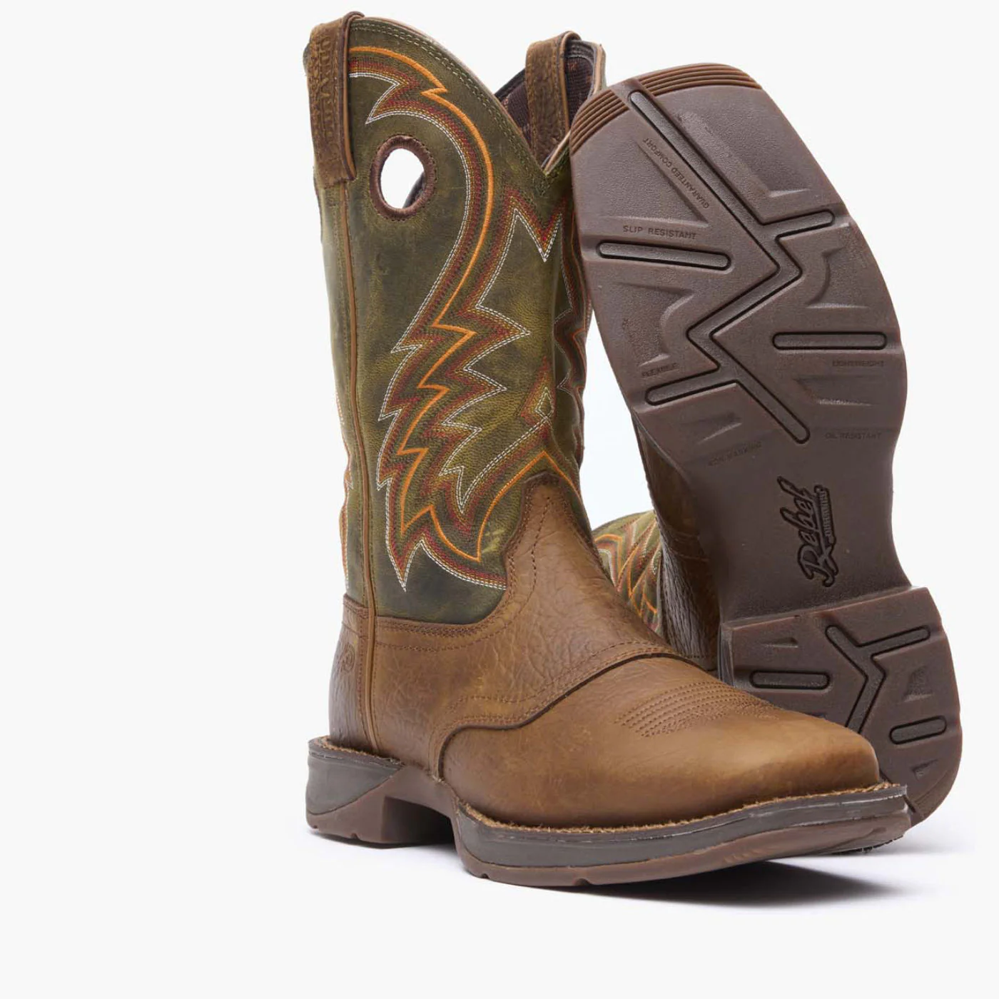 Rebel™ by Durango® Dark Chestnut and Hunter Green Western Boot - Image 2
