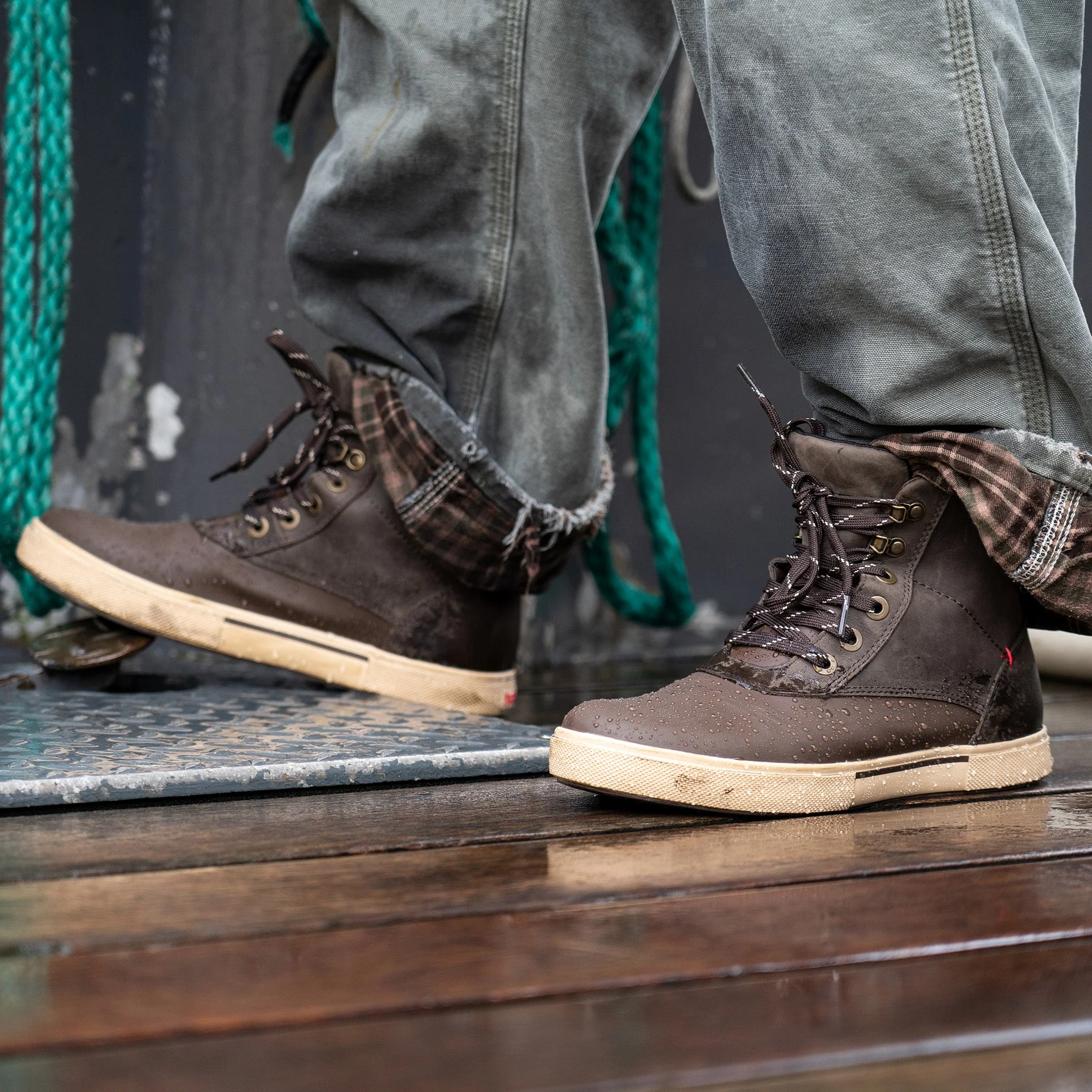 Men's Leather Lace Ankle Deck Boot - Image 2