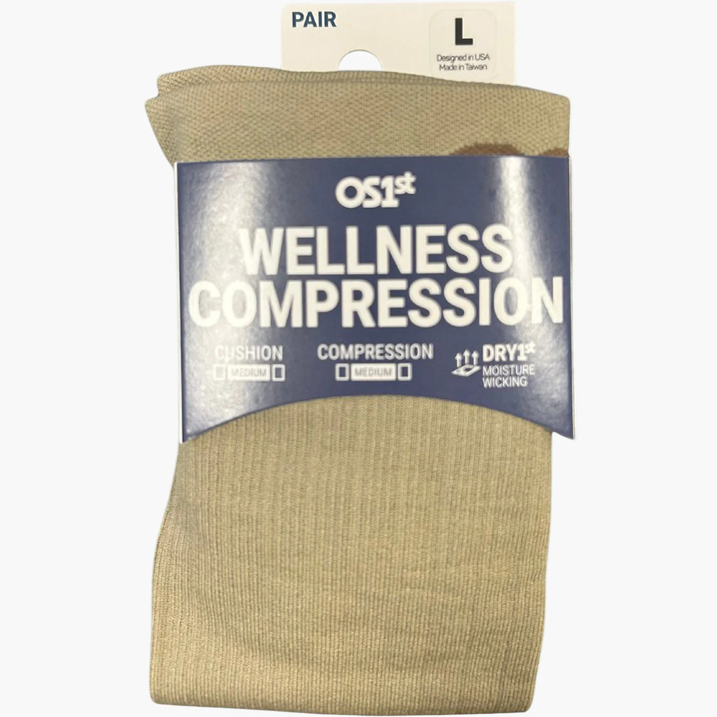 OS1st Wellness Compression Unisex Over the Calf Tan Socks - Image 3