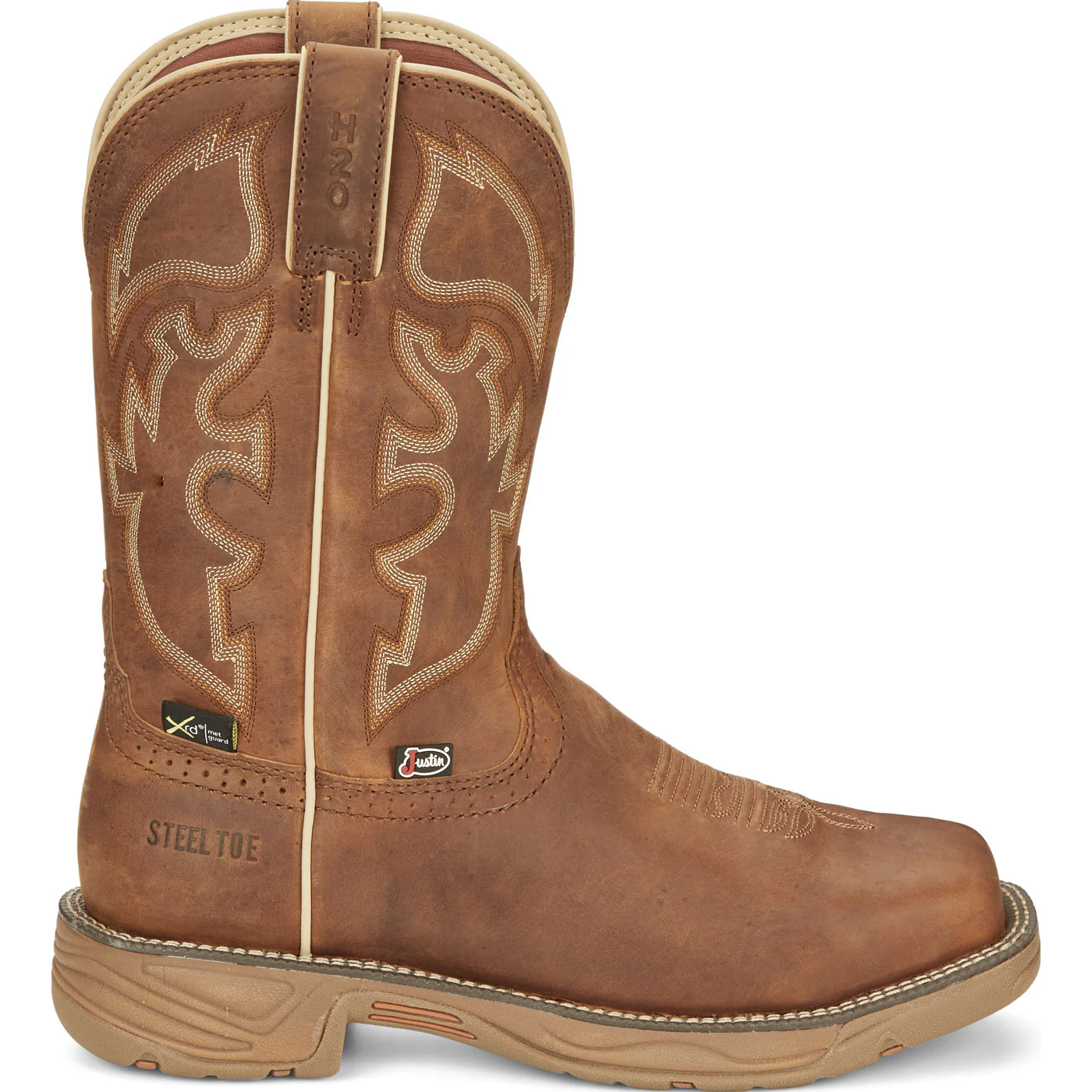 Justin Work Stampede Rush Men's 11-inch Steel Toe Electrical Hazard Waterproof Pull-on Western Work Boot - Image 3