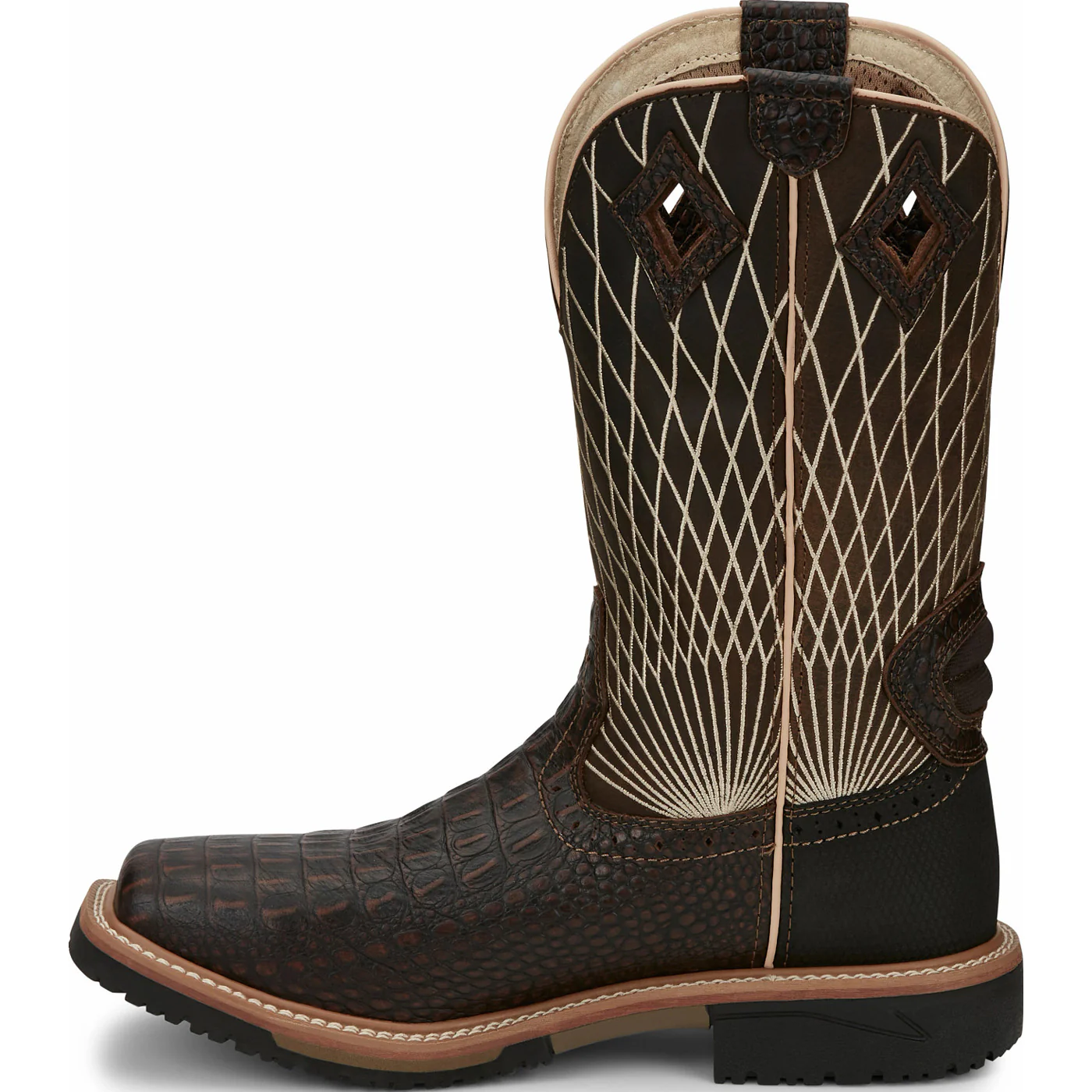Justin Work Hybred® Derrickman Croc Print Men's Composite Toe Electrical Hazard Pull-on Western Work Boots - Image 6